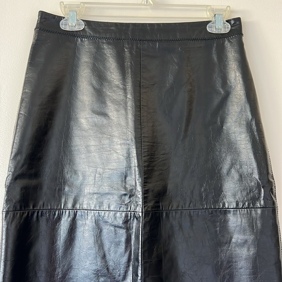 Gap Black Leather Knee Length Skirt Size 4 - Picture 2 of 9
